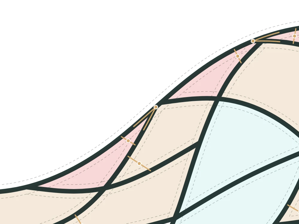 A close-up of a thin sliver along the Nessie panel's back, tinted red, with gold lines across its narrowest points